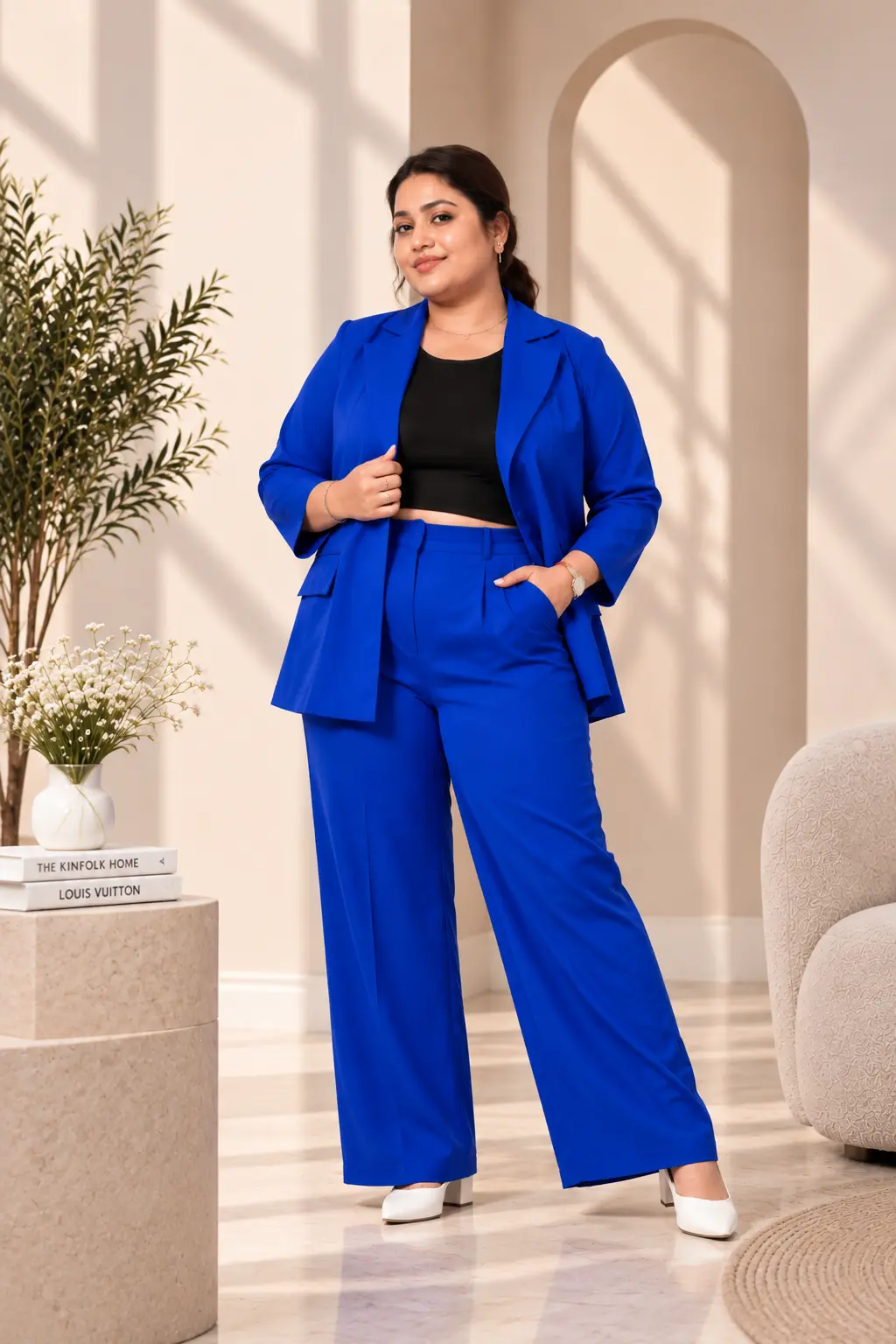 Royal Blue Curve boss blazer set